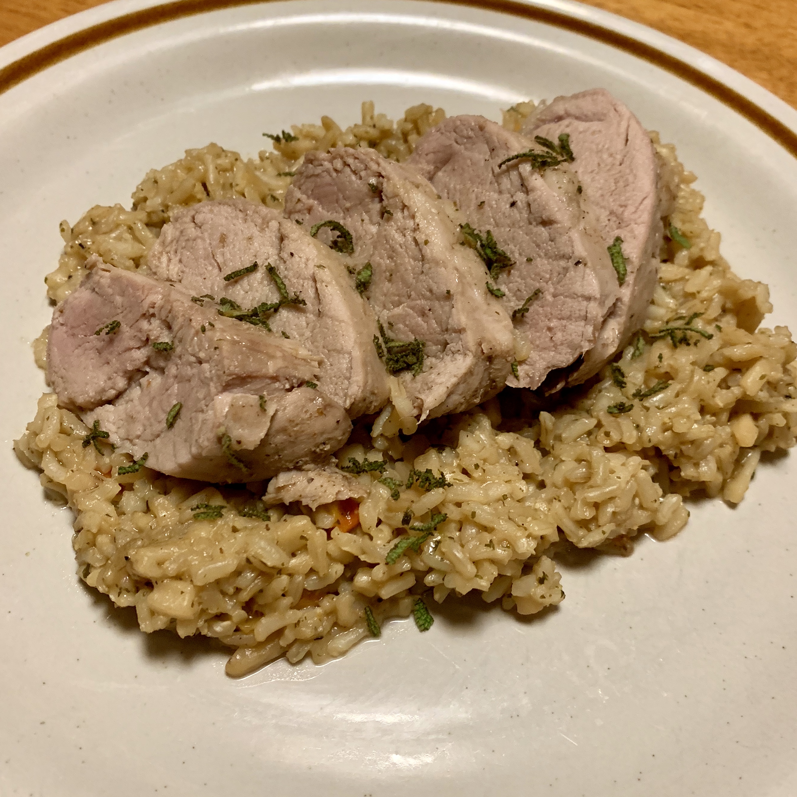 Apple Cider Pork and Rice Pilaf
